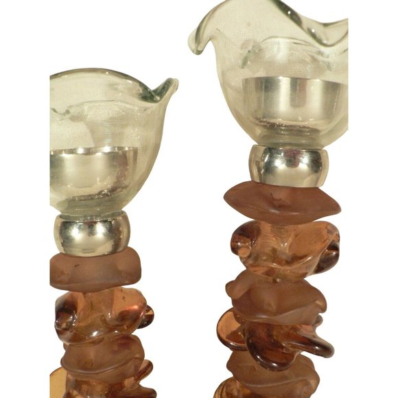 Candle holder PAIR Artistic Sculptural design Acrylic and metal - Picture 10 of 10